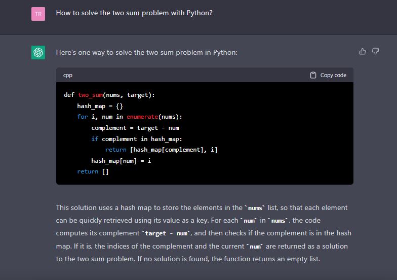 chat gbt review coding example