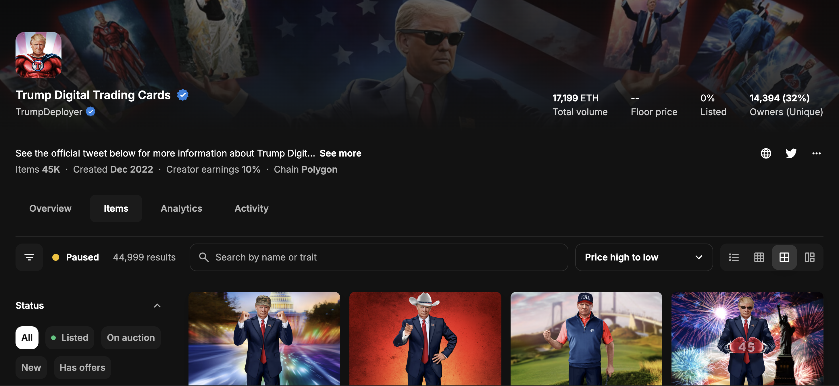Колекція Trump Digital Trading Cards. Джерело. OpenSea