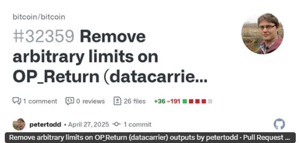 Пропозиція Пітера Тодда щодо зняття довільних обмежень на OP_Return